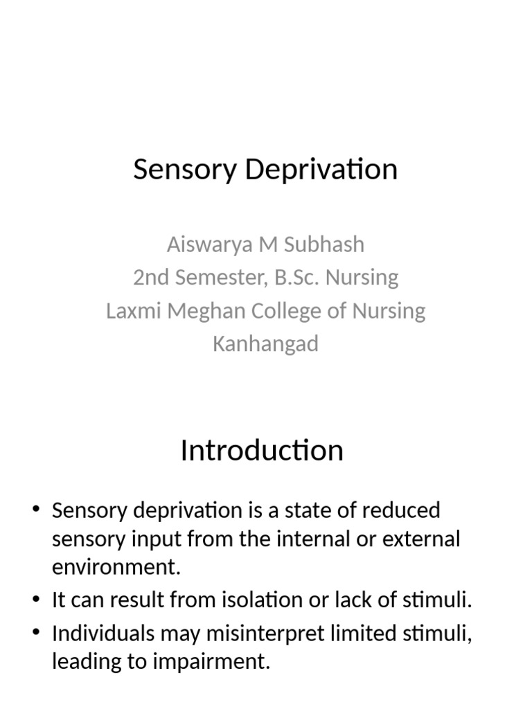 Understanding Sensory Deprivation | PDF