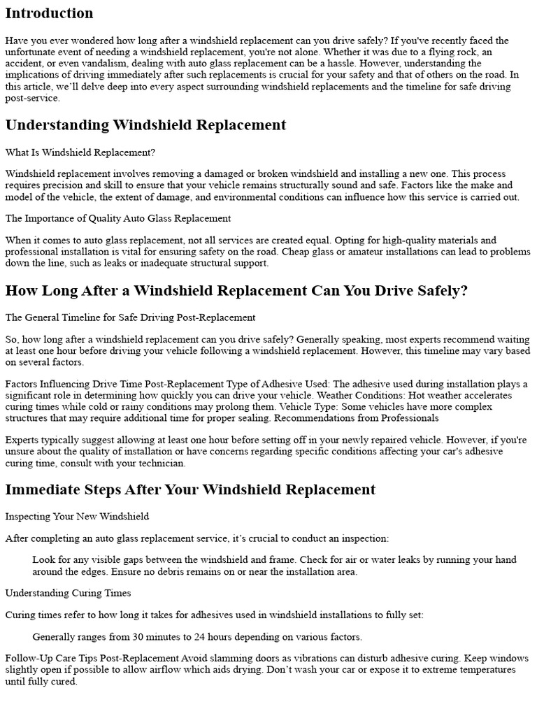 How Long After Windshield Replacement Car Wash: Expert Advice
