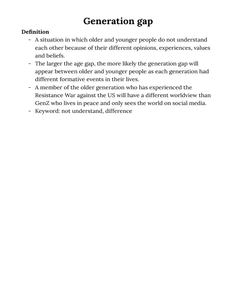 Understanding the Generation Gap | PDF