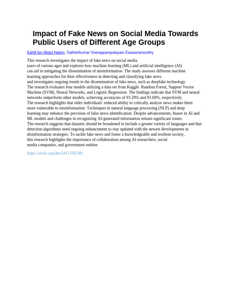 Impact of Fake News On Social Media Towards Public Users of Different ...
