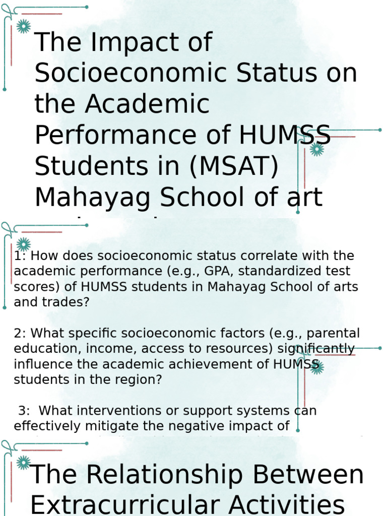 Socioeconomic Impact on HUMSS Students | PDF