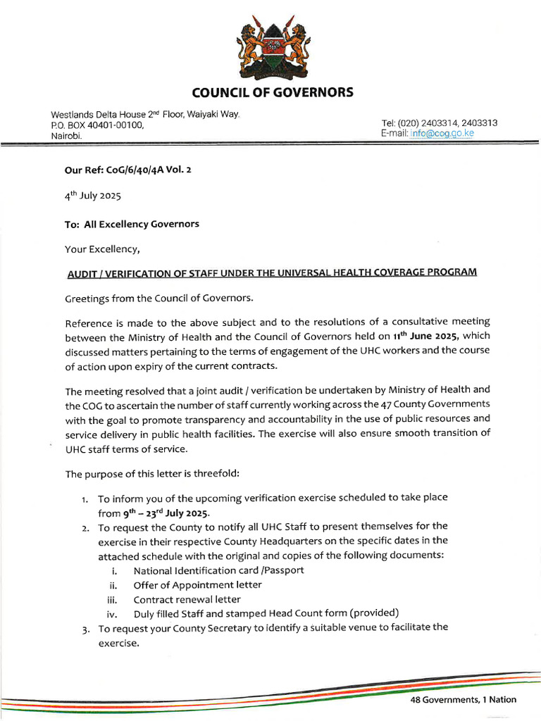 Audit - Verification of Staff Under The Universal Health Coverae ...