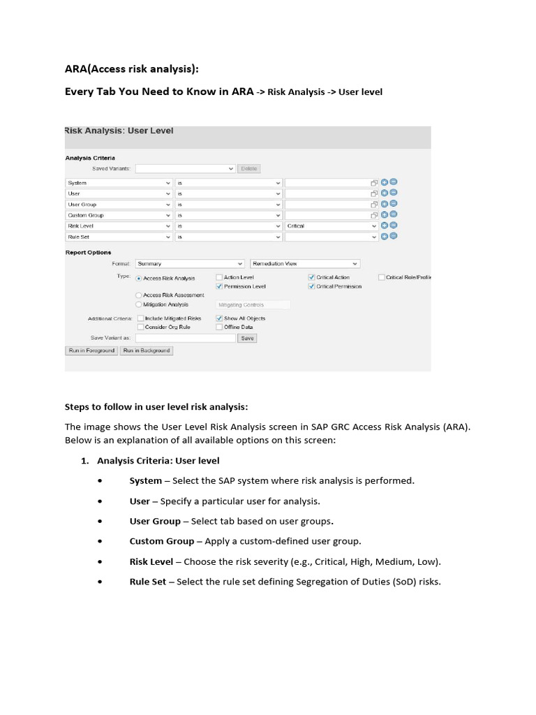 User Level Risk Analysis in SAP GRC | PDF | Risk | Risk Assessment