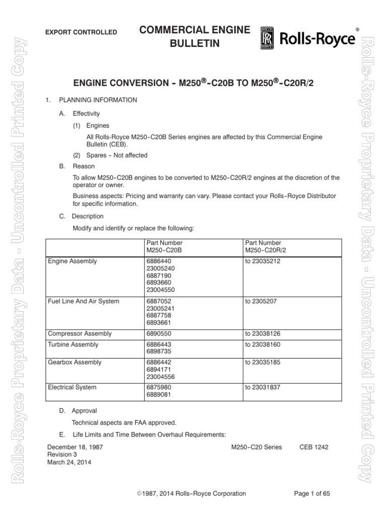 M250-C20B to C20R/2 Conversion Guide | PDF | Pump | Turbine