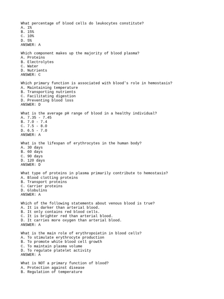 Key Blood Composition and Functions | PDF | Coagulation | Blood