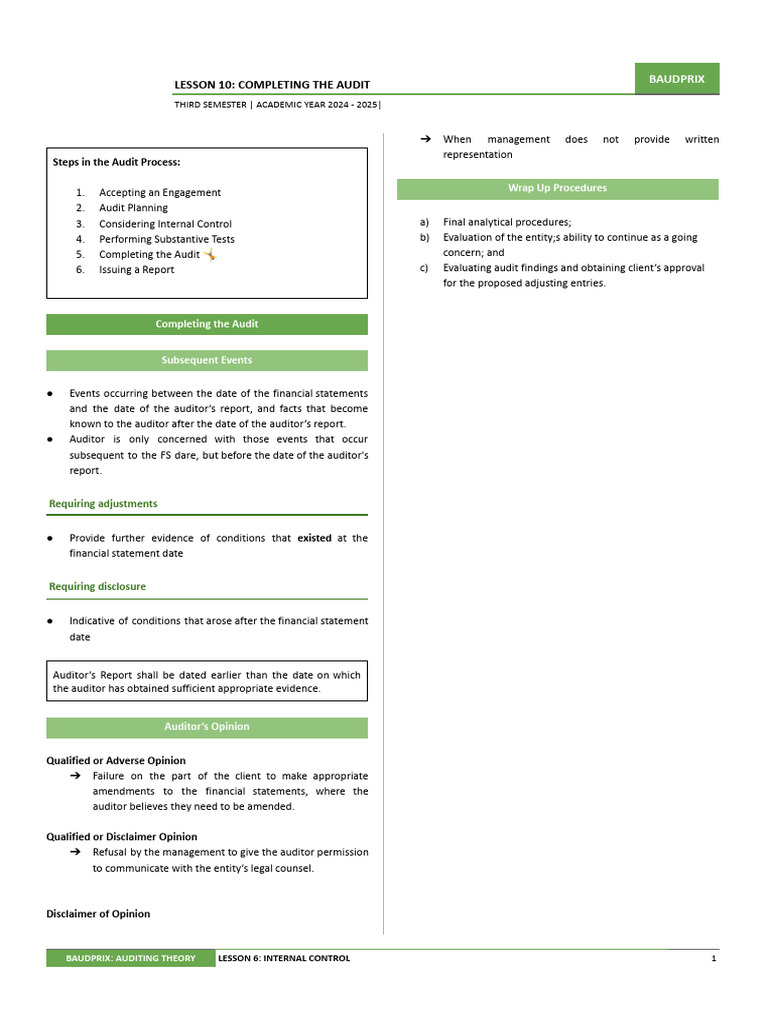 Lesson 10 - Completing The Auditor's Report | PDF | Auditor's Report ...