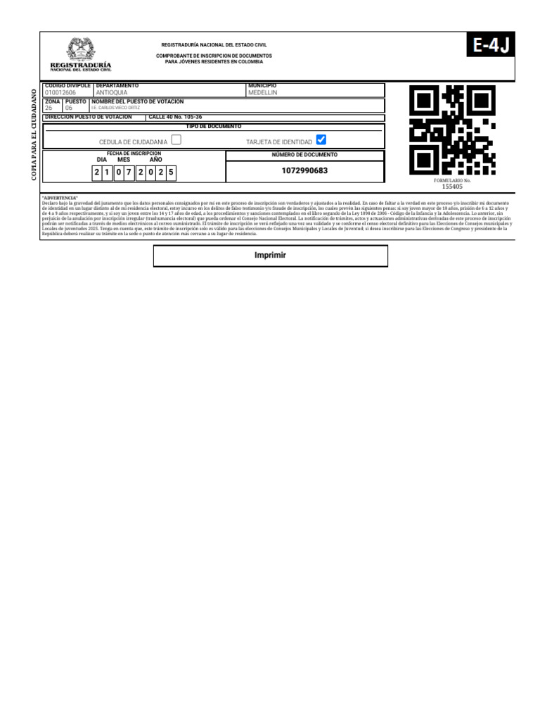 Consulta RNEC para Inscripción Electoral | PDF | Gobierno