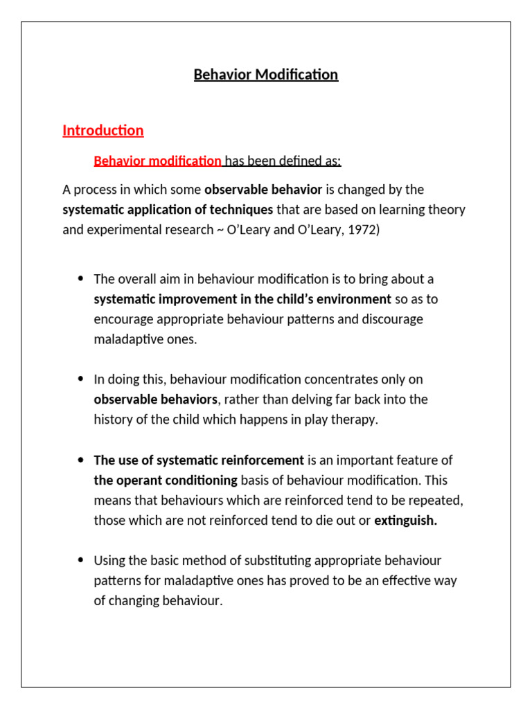 Behavior Modification Techniques Explained | PDF | Behavior ...