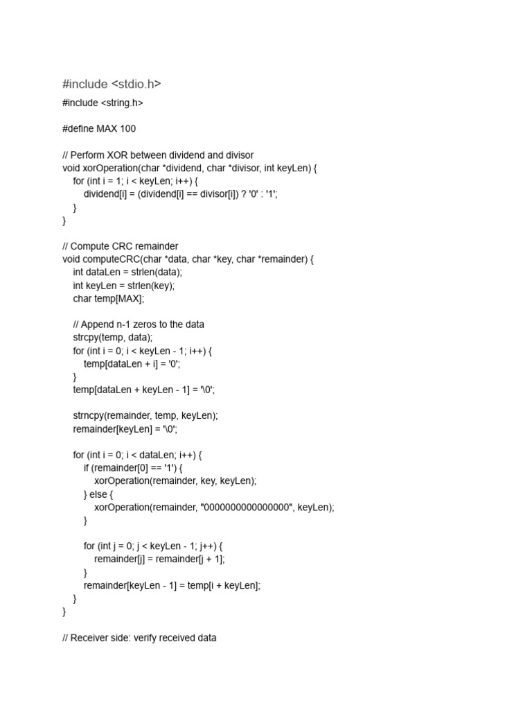CRC Calculation in C Programming | PDF