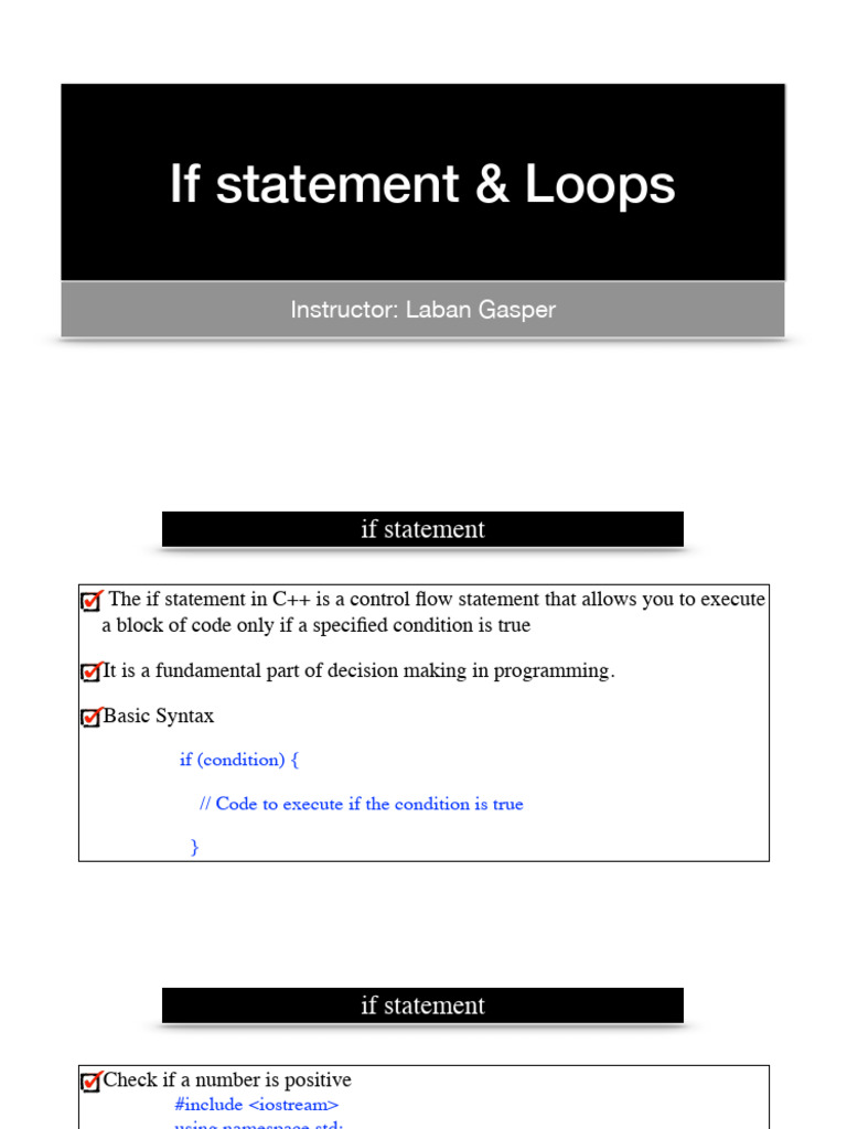 C++ If Statements and Loops Guide | PDF | Namespace | Computer Programming