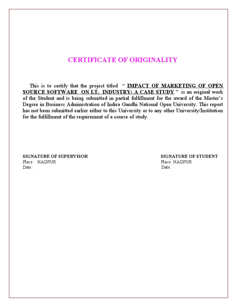 Certificate Of Originality PDF