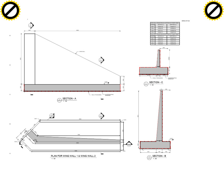 Wing Wall Foundation Setting Out Plans | PDF
