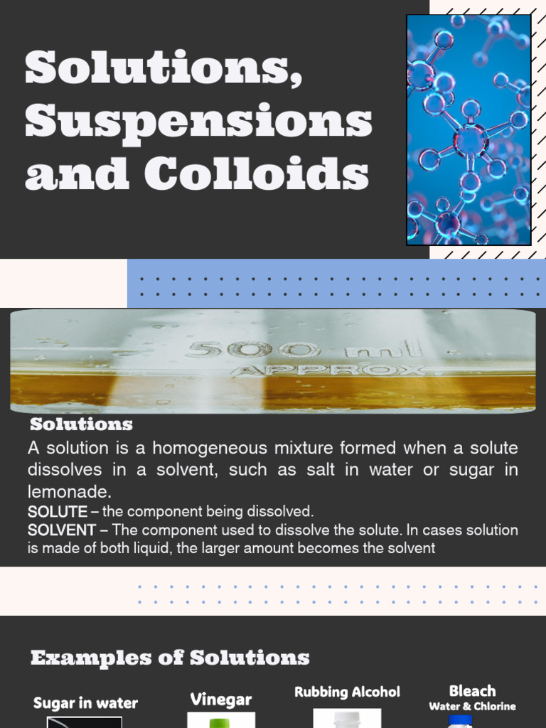 Solutions, Suspensions, and Colloids Explained | PDF | Colloid | Mixture