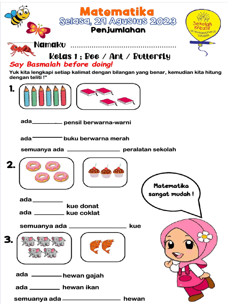 Pdf Worksheet Kelas 1 Sd Matematikja Compress Pdf