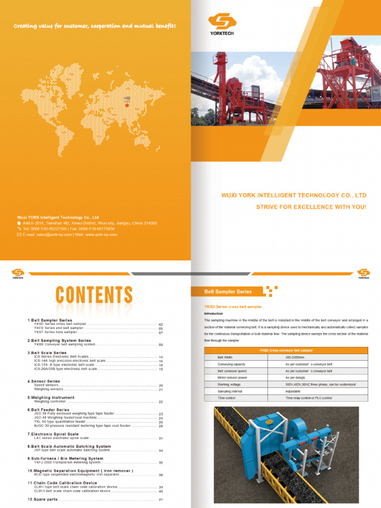 YORK Catalog For Belt Sampler, Belt Scale, Sampling System, Belt Feeder ...