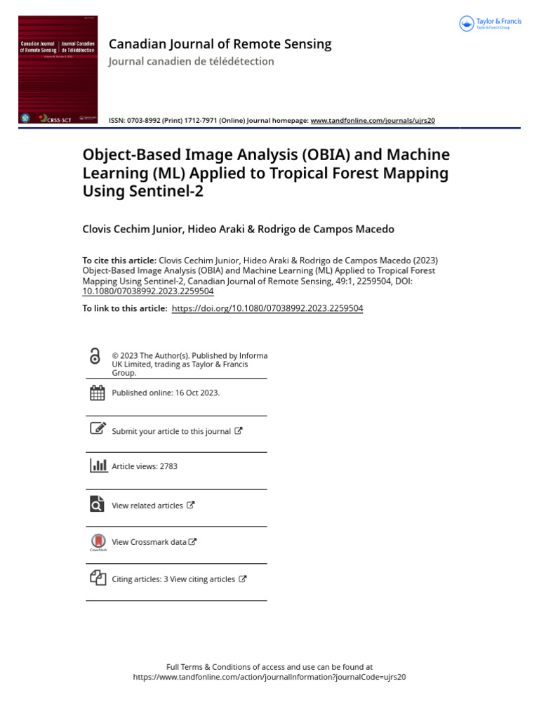 Object-Based Image Analysis OBIA and Machine Learning ML Applied To ...