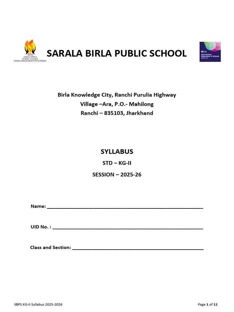 12 04 2025 KG 2 - Syllabus - 2025 2026 | PDF | Phonics | Rhyme