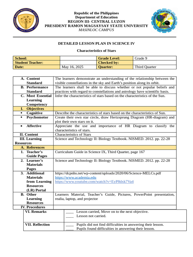 Detailed Lesson Plan in Science IV | PDF | Learning | Teachers