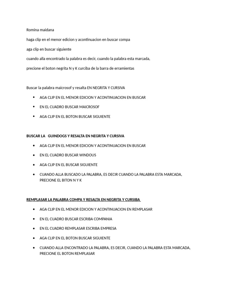 Instrucciones para Resaltar y Reemplazar | PDF