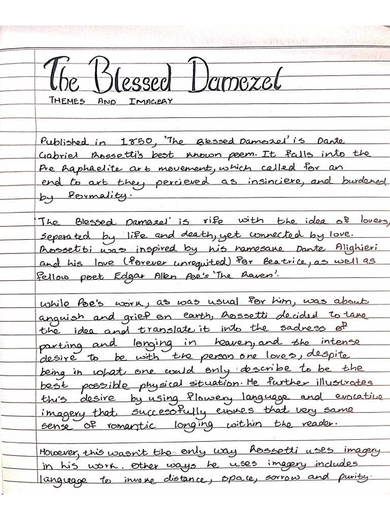 The Blessed Damozel - Analysis | PDF