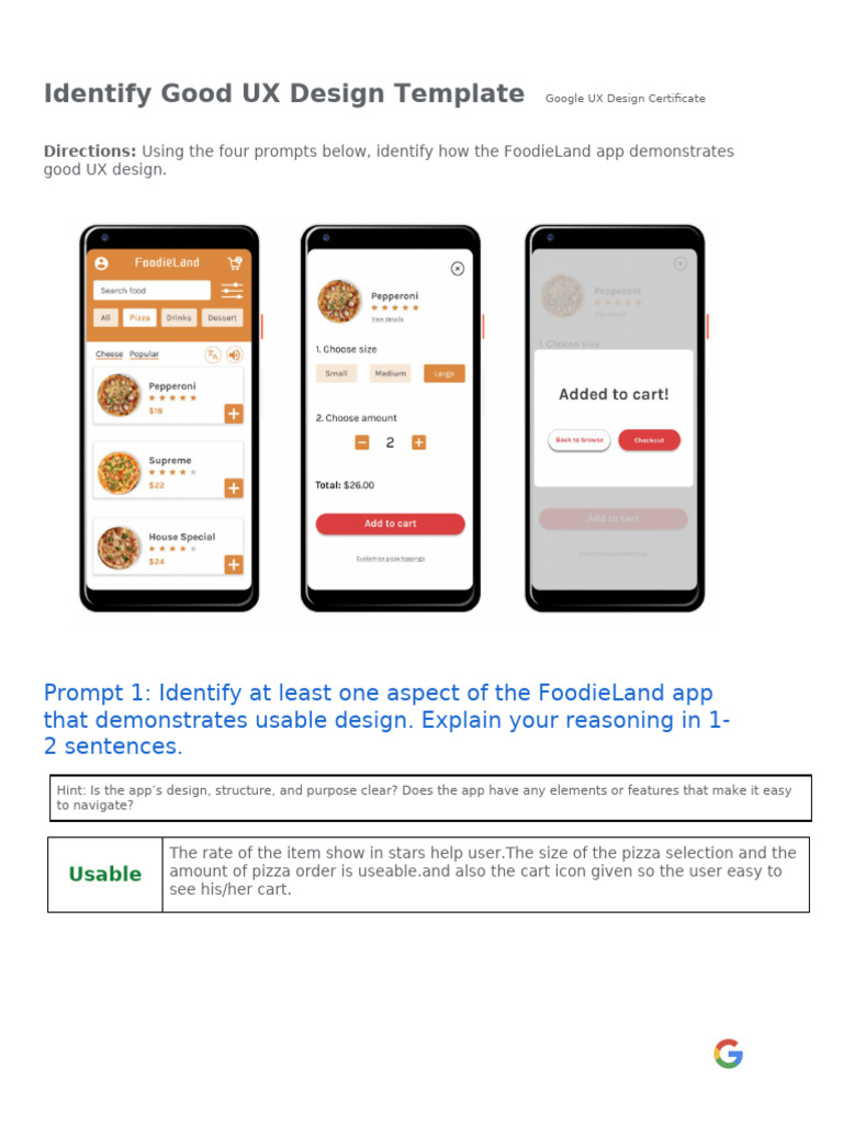 Good UX Design in FoodieLand App | PDF