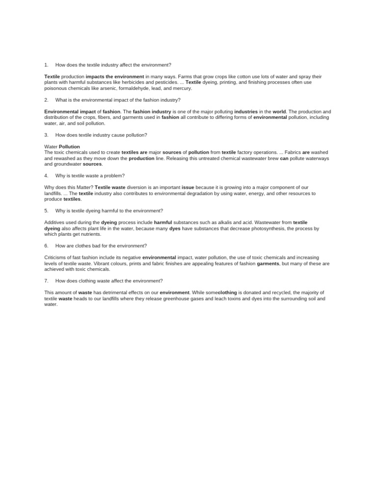 Environmental Impact of Textile Industry | PDF