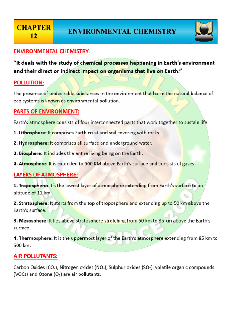 Environmental Chemistry and Pollution Insights | PDF | Ozone Depletion ...