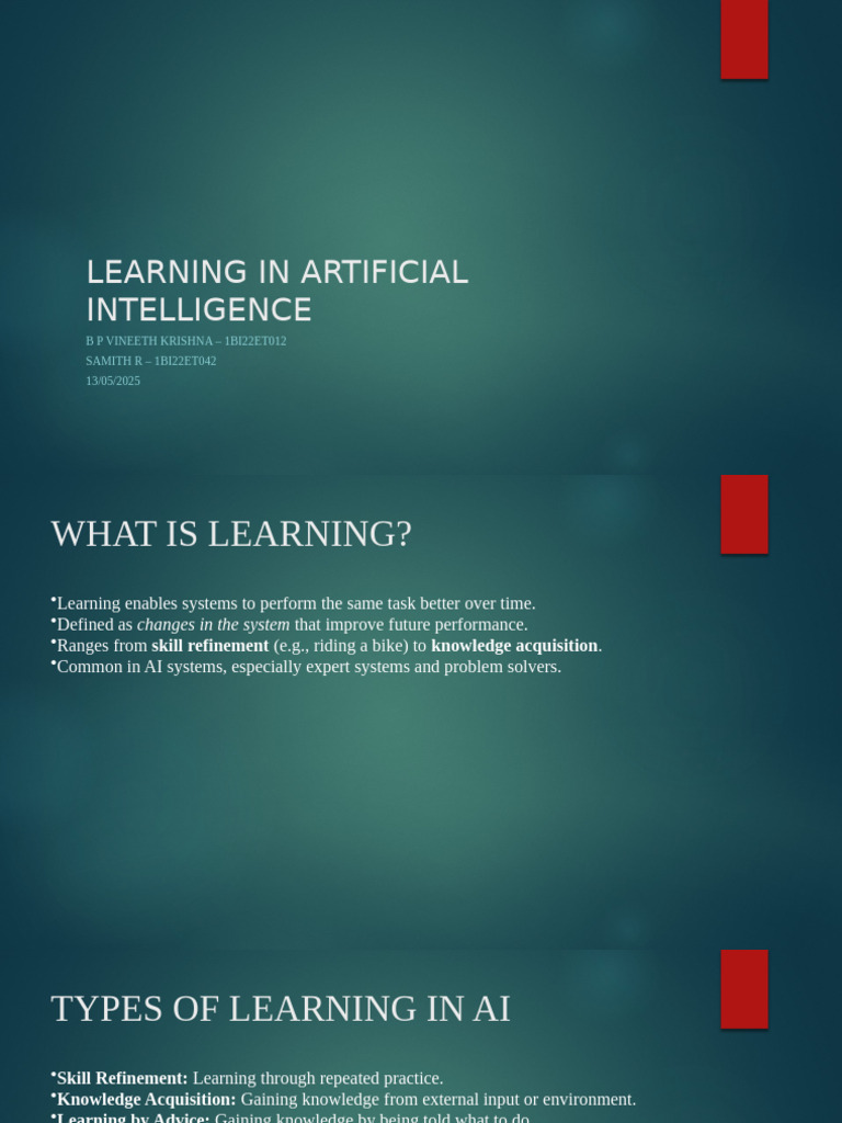 Types of Learning in AI Explained | PDF