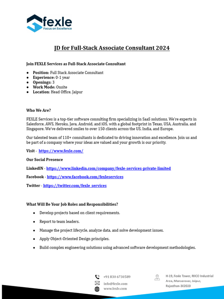 Full-Stack Associate Consultant JD 2024 | PDF | Computing | Business