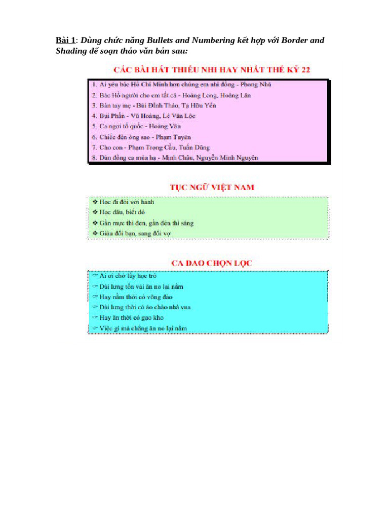 3 BT Ve Bullets and Numbering | PDF