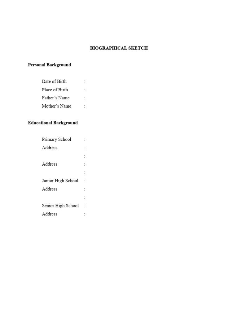 Work Immersion Biographical Sketch | PDF
