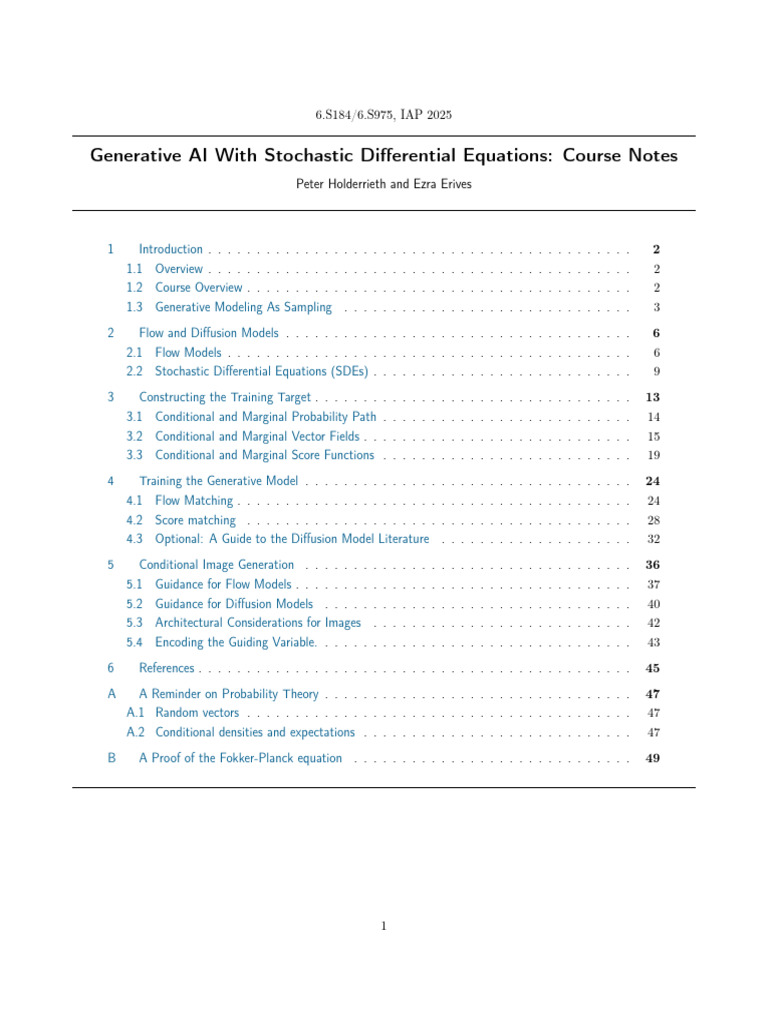 6s184 Diffusion Model Notes | PDF | Stochastic Differential Equation ...