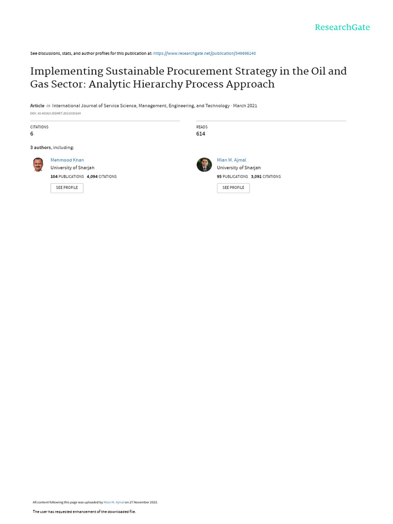 Implementing Sustainable Procurement Strategy in The Oil and Gas Sector ...