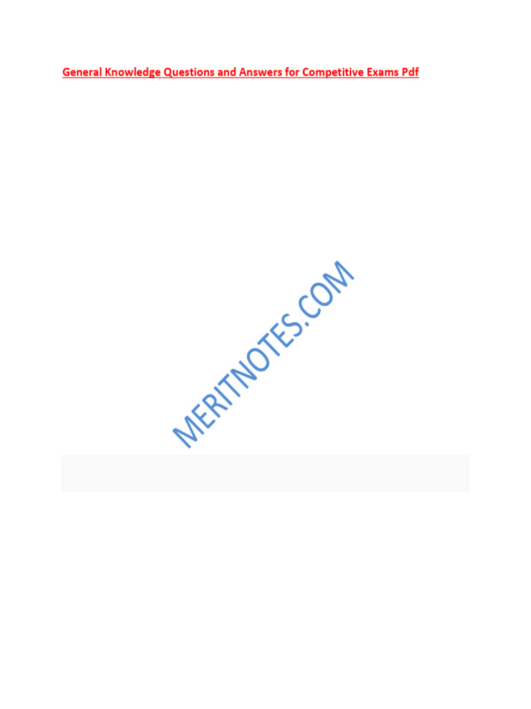General Knowledge for Competitive Exams | PDF