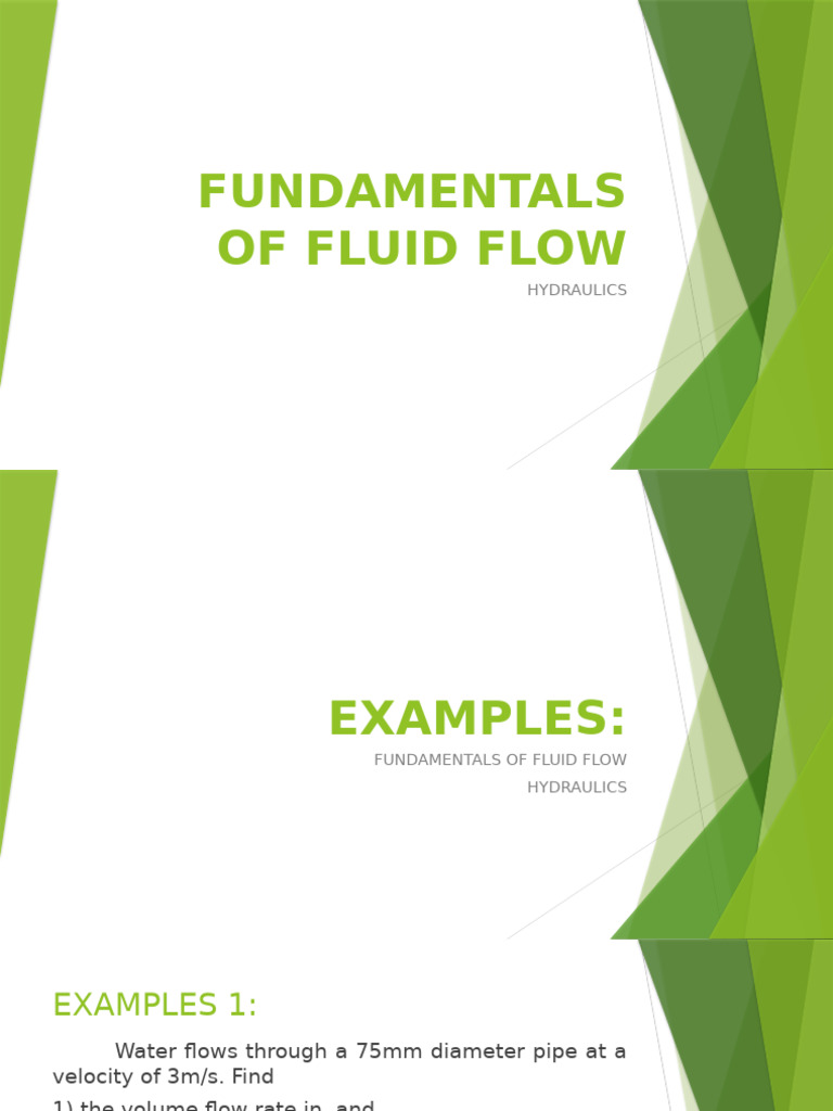 Fluid Flow and Hydraulics Examples | PDF | Fluid Dynamics | Flow ...