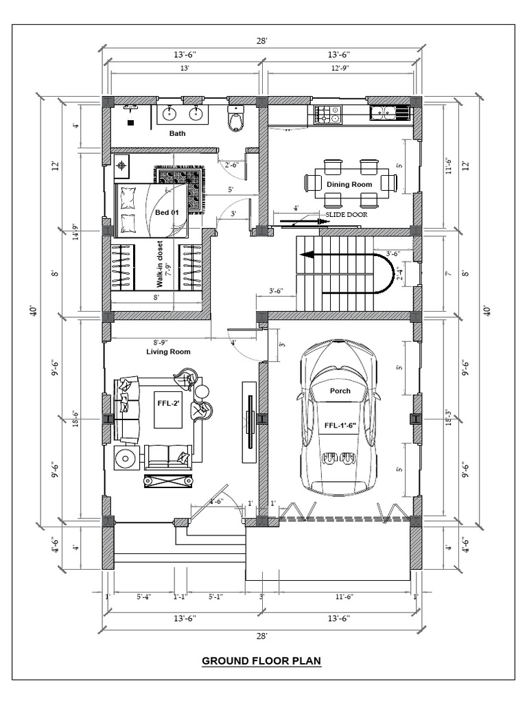 Ground Floor Plan Layout Guide | PDF | Architectural Design | Architecture