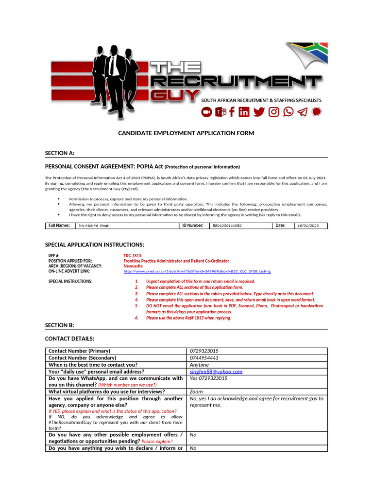 Specsavers Employment Application Form | PDF | Employee Benefits