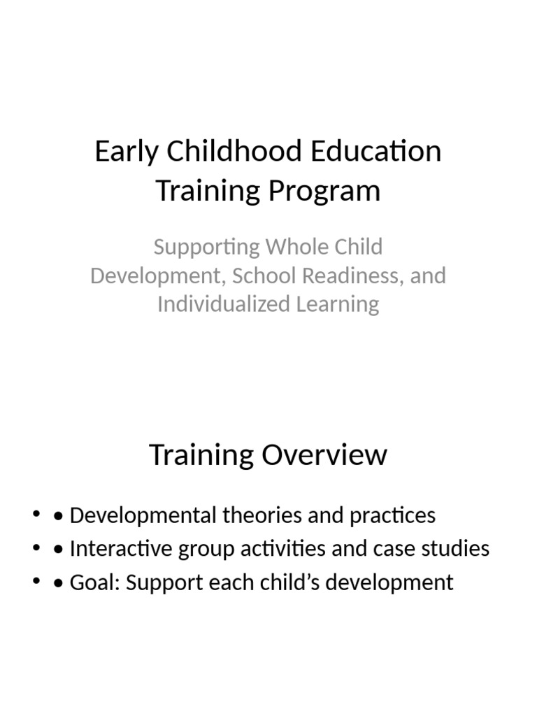 Early Childhood Education Training Guide | PDF | Developmental ...