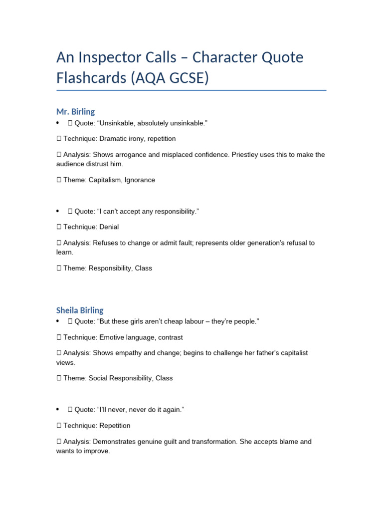Character Quotes and Analysis in AIC | PDF