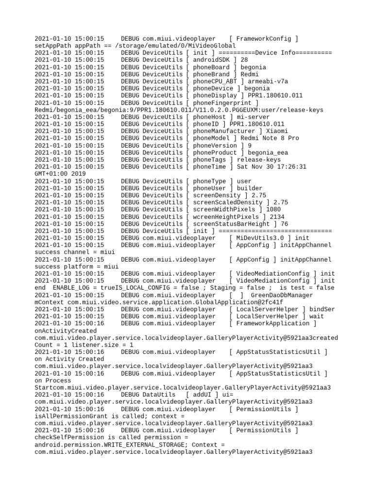 Xiaomi Redmi Note 8 Pro Debug Log | PDF | Computing | Databases