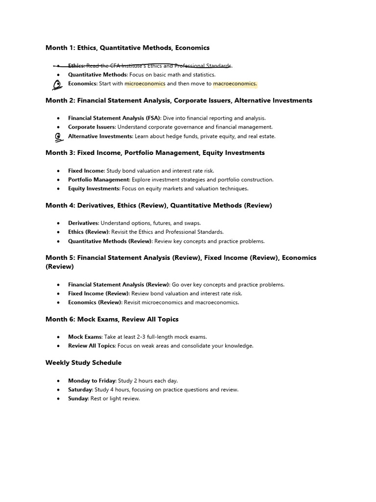 CFA Exam Study Plan Overview | PDF