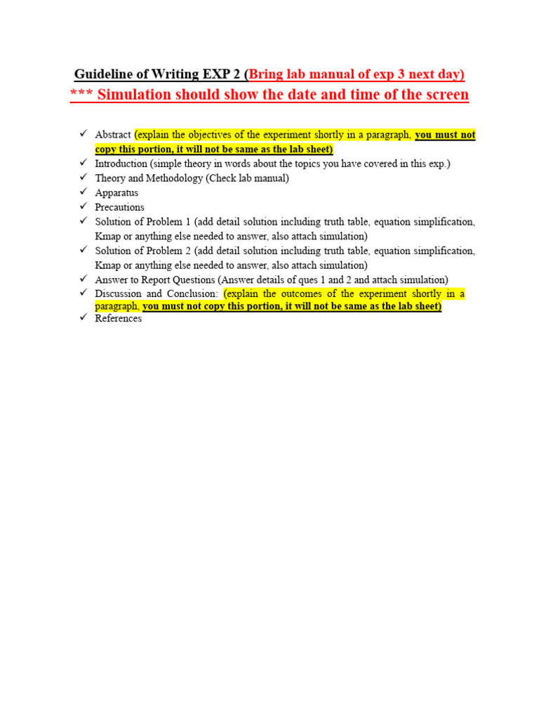 Guideline - Exp 2 | PDF