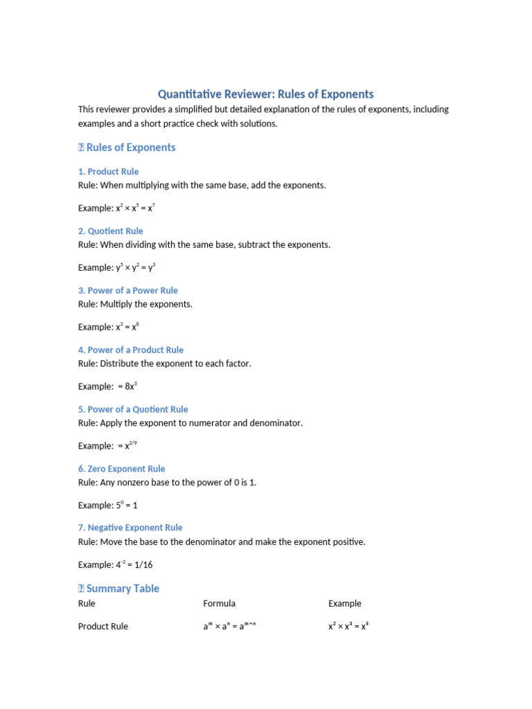 Exponents Simplified: Key Rules | PDF