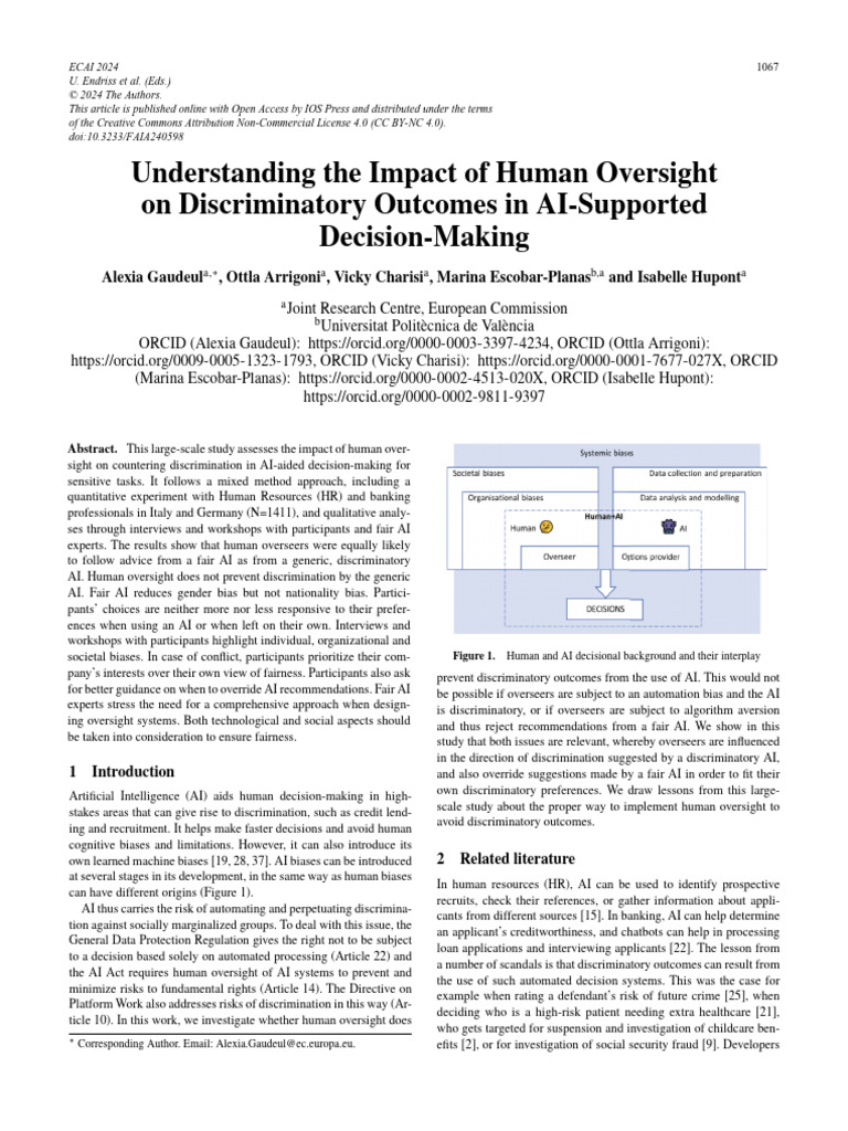 Understanding The Impact of Human Oversight On Discriminatory Outcomes ...