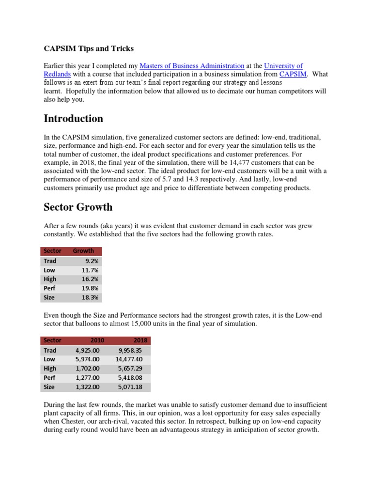 Capsim Tips | PDF | Leverage (Finance) | Debt