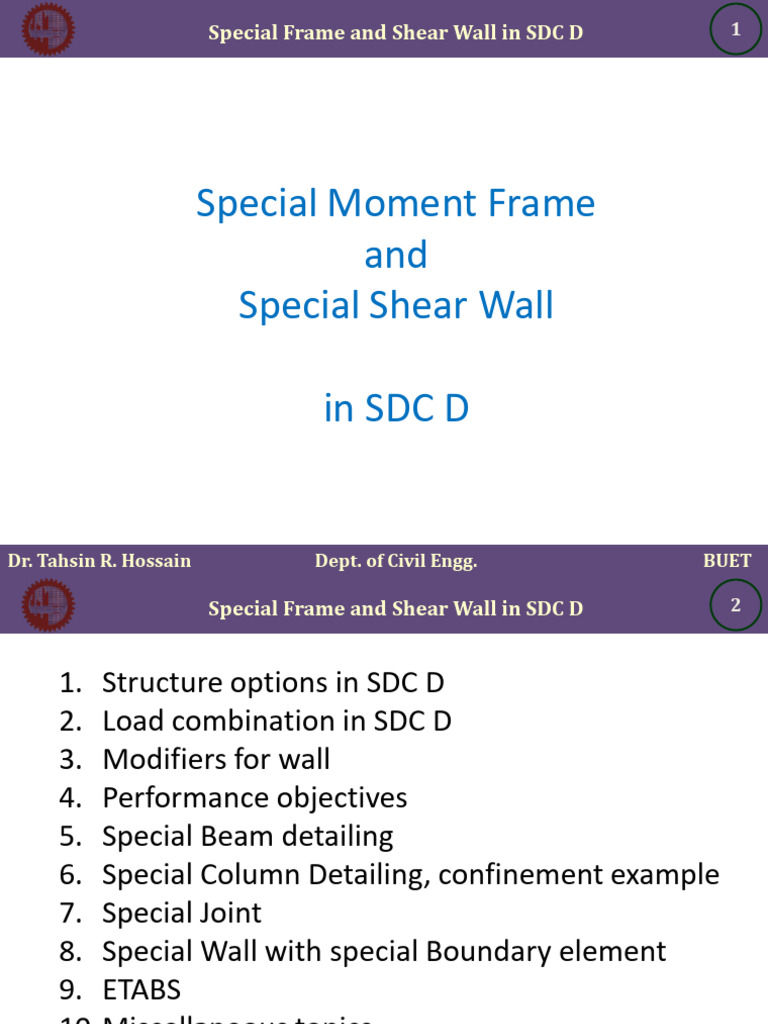 Special Frames in Seismic Design SDC D | PDF | Beam (Structure ...