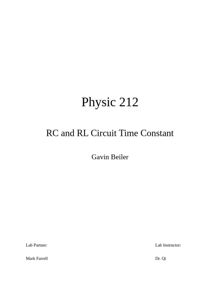 Time Constants of RC and LR Circuits | PDF | Electrical Network | Capacitor