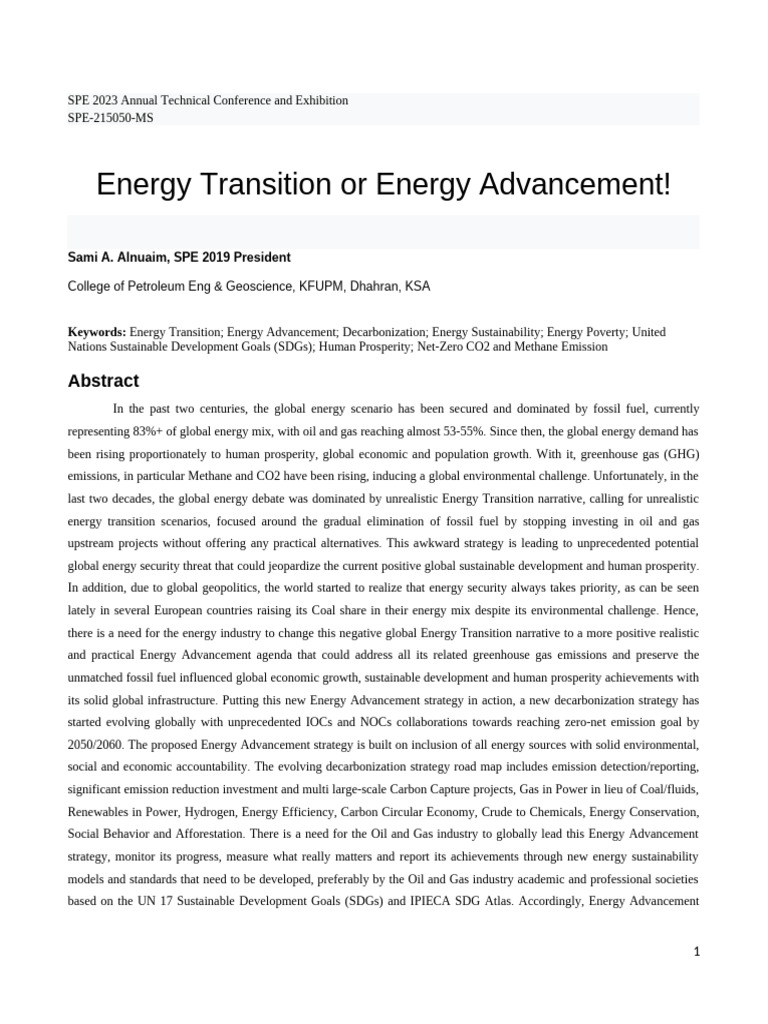 Energy Transition or Energy Advancement | PDF | Carbon Capture And ...