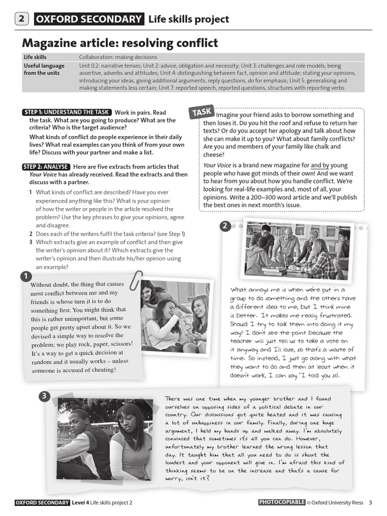Resolving Conflict: Life Skills Project | PDF | Question | Narrative
