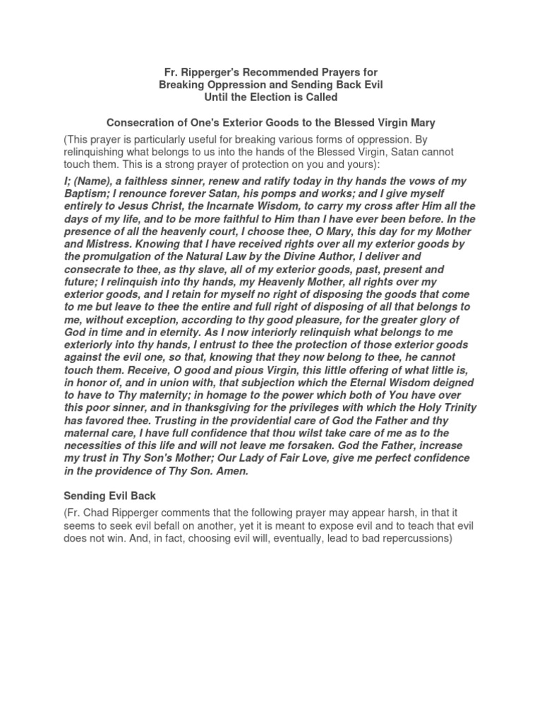 Fr. Ripperger's Binding Prayers Guide | PDF | Mary, Mother Of Jesus ...